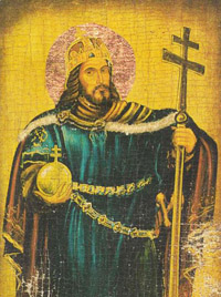 Szent István király, King Stephen I of Hungary.